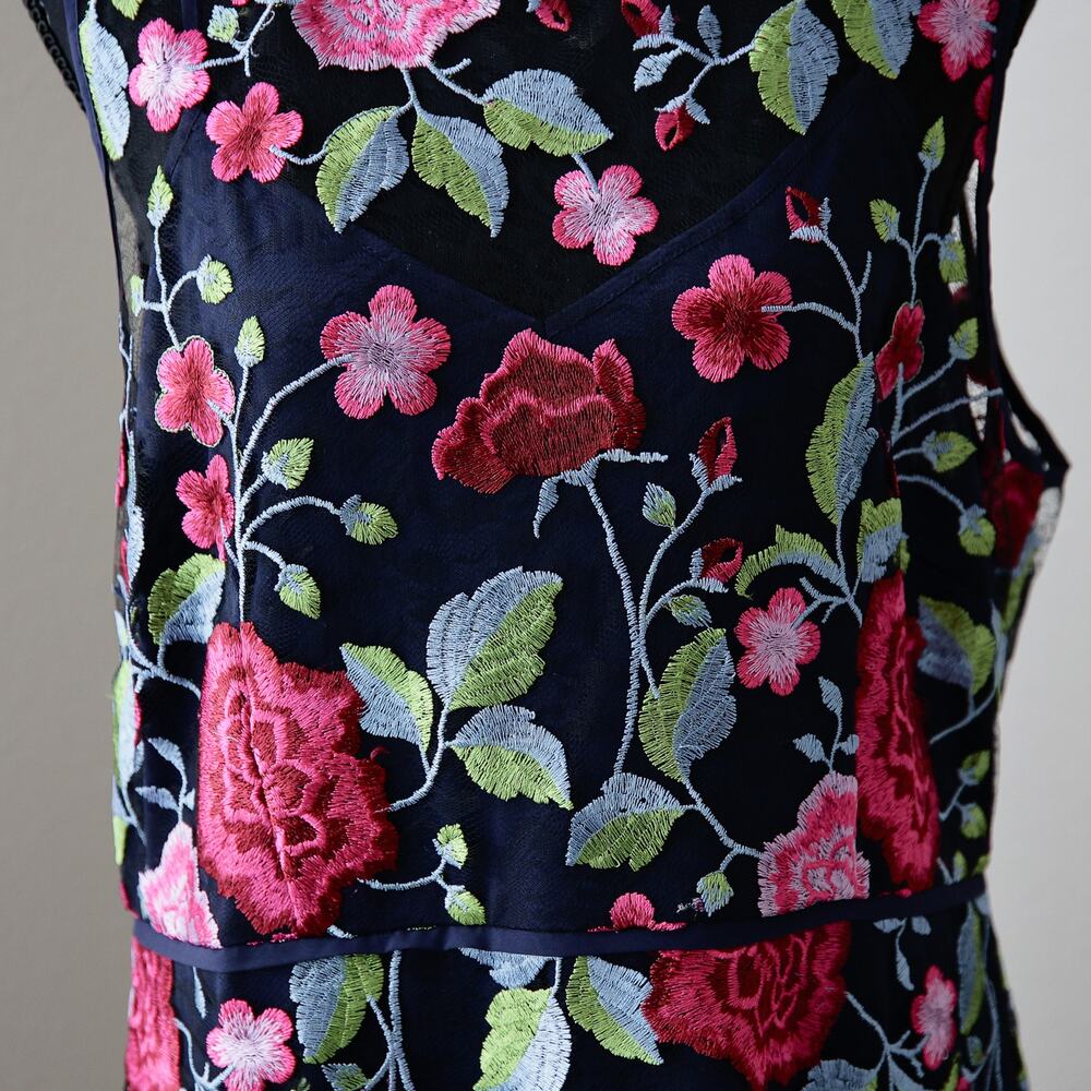 SAM EDELMAN Botanical Embroidered Sleeveless sheath Dress size 14 L NWT - Picture 6 of 11